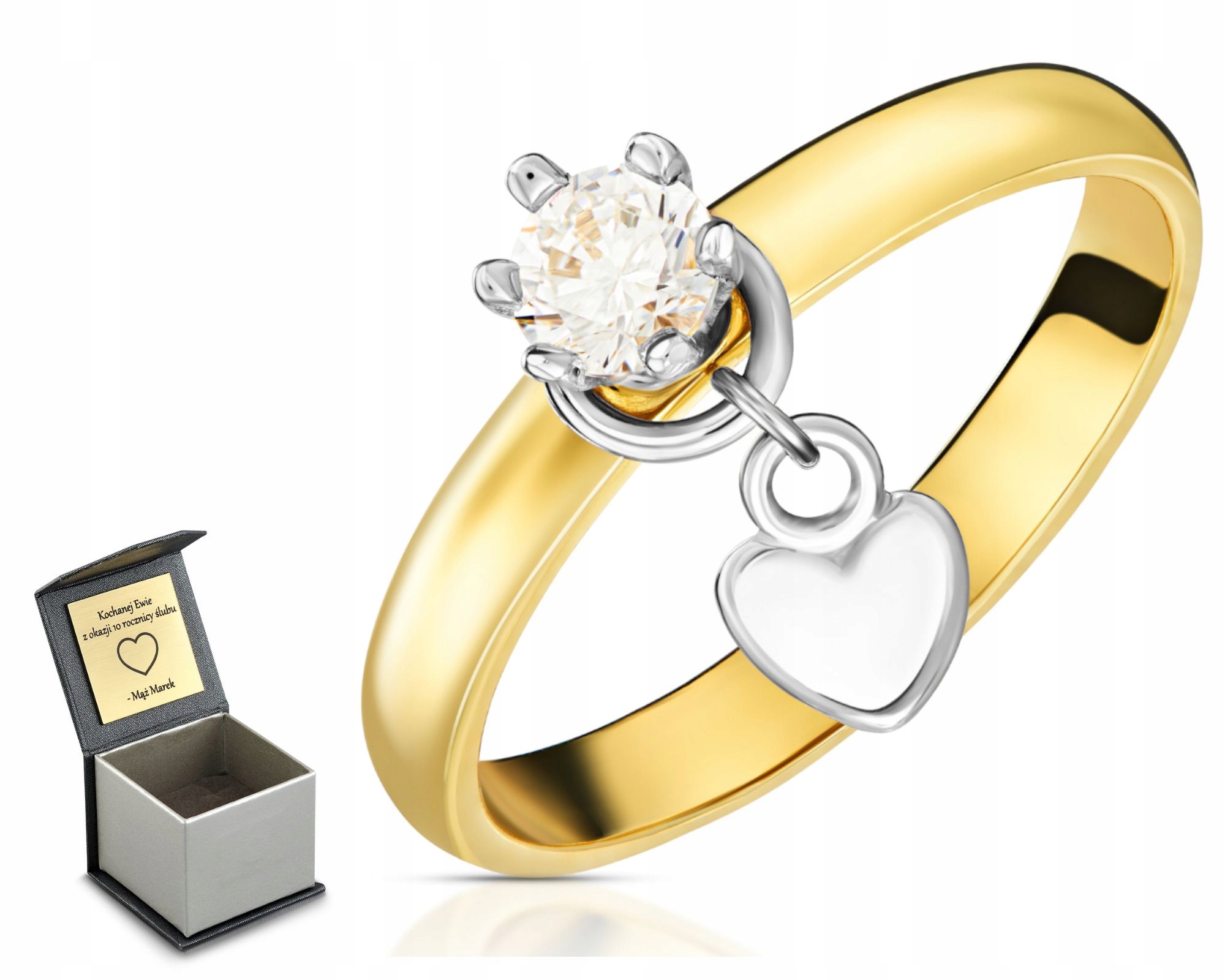 Zlatý Prstýnek Zirkon A Přívěsek Srdce 585