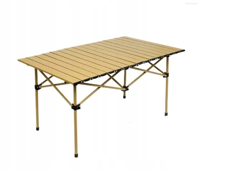 Składany Stolik Turystyczny Ogrodowy 95*52*50 CM Beżowy +6 Krzeseł