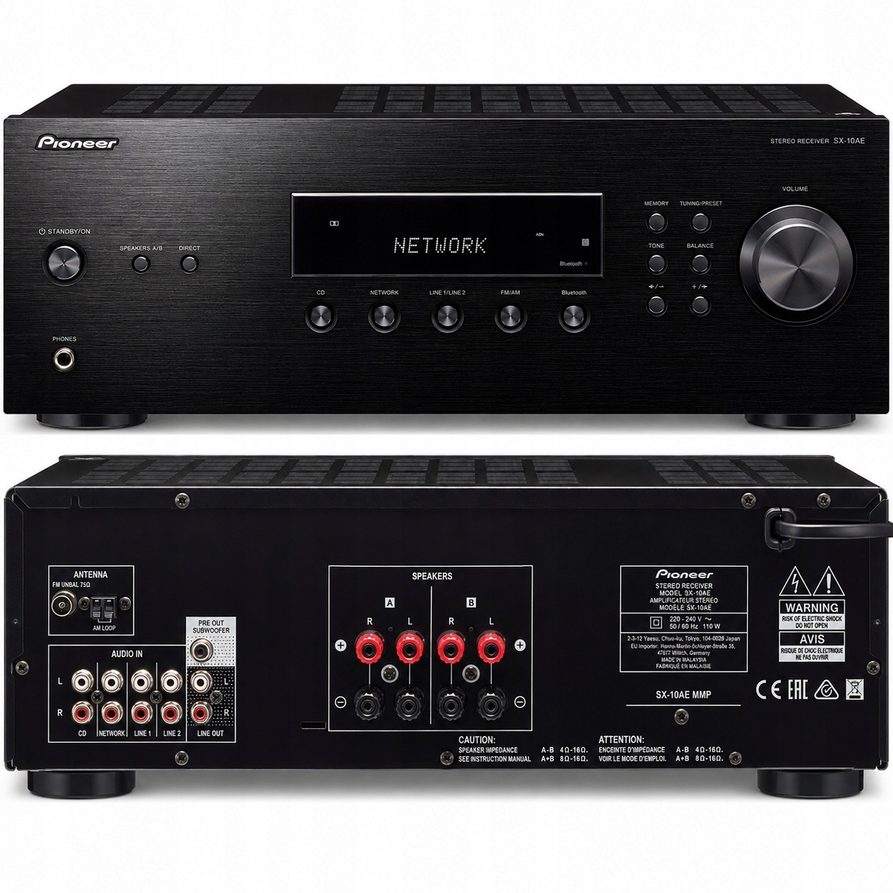 Amplituner Pioneer SX-10AE Amplituner Stereo Z Bluetooth Czarny