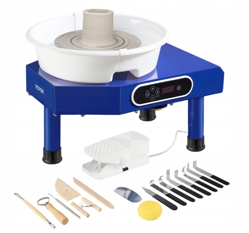 Elektrický hrnčířský kruh 25cm 300 ot./min 350W modrý