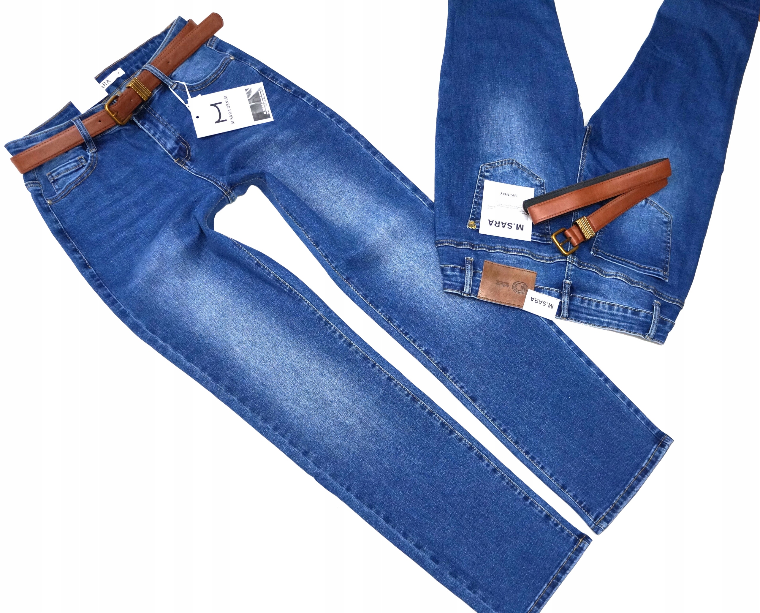 M.sara Spodnie Wyszczuplające Jeansy Długie Proste Nogawki 44 2XL