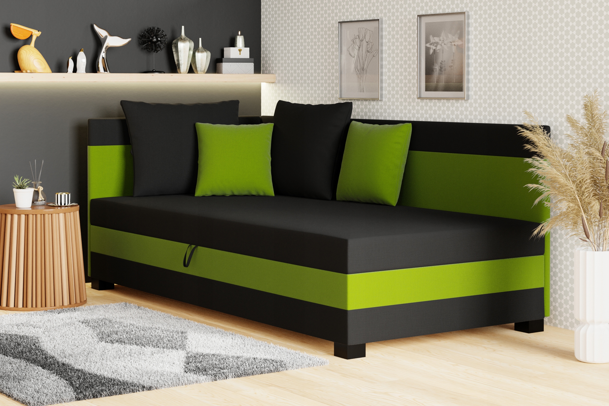 Łóżko narożnik, tapczan Nela 90 cm+poduszki Gratis Kod producenta Nela 90