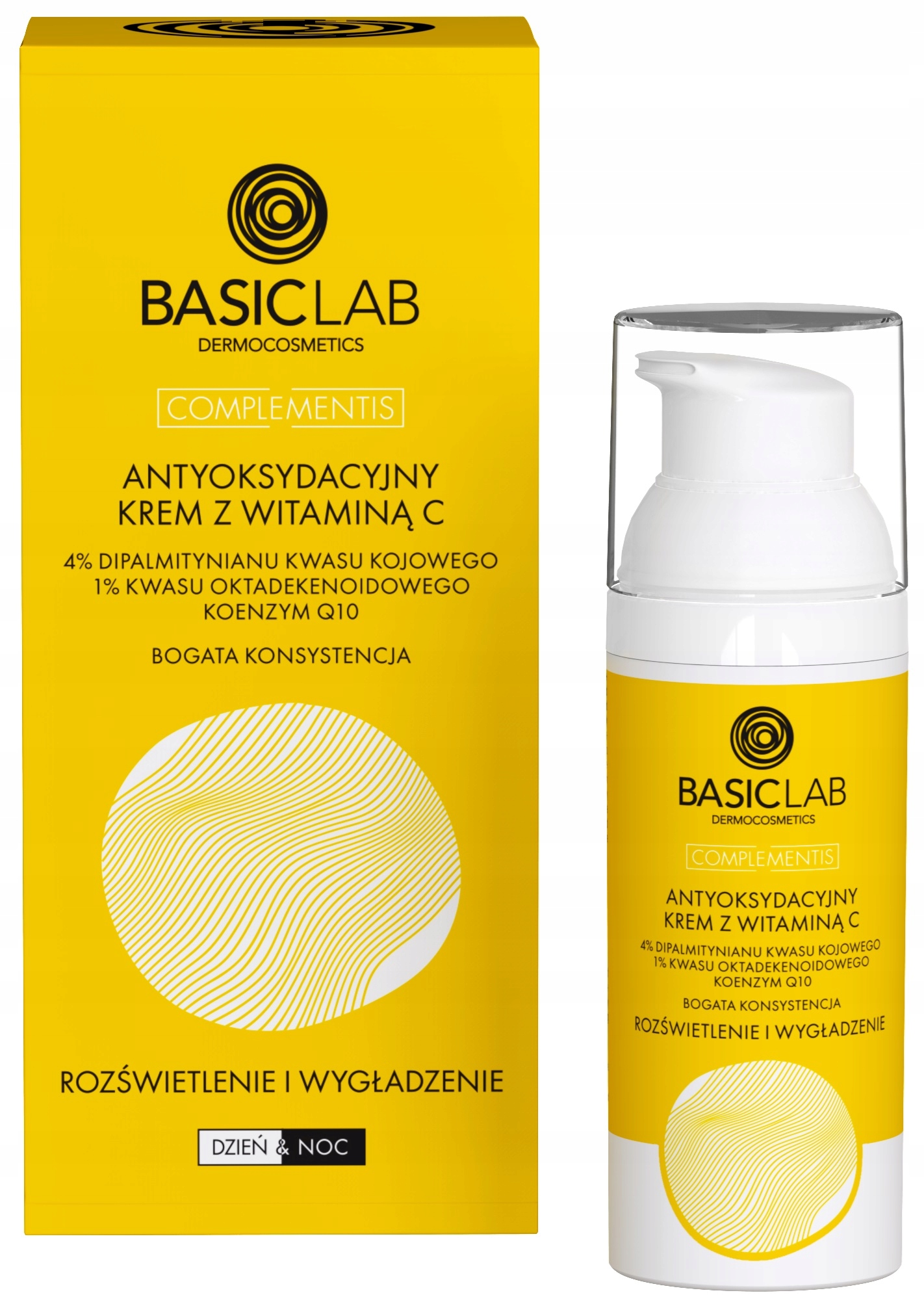 BasicLab Bogaty Krem Antyoksydacyjny z Witaminą C na Dzień i Noc 50 ml