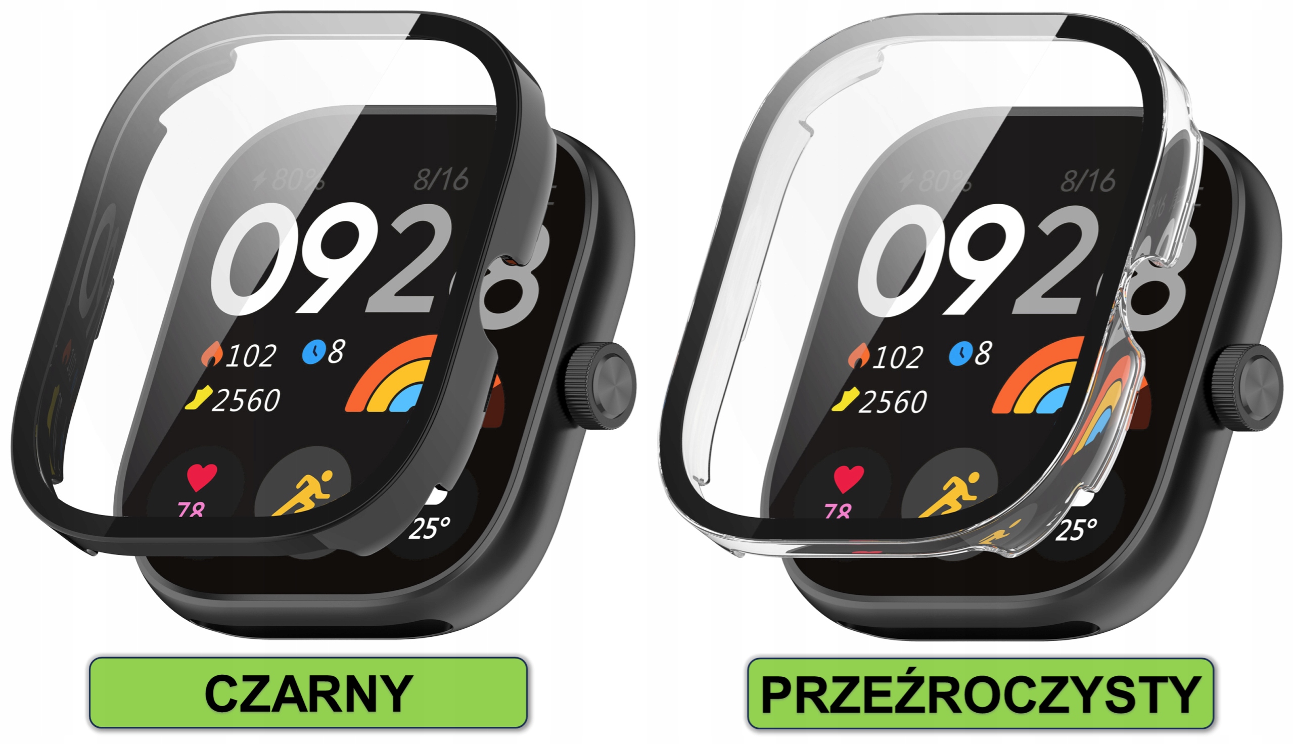 ETUI OCHRONNE + SZKŁO HARTOWANE 2w1 DO XIAOMI REDMI WATCH 4 | 6 KOLORÓW Kolor czarny