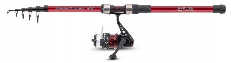 Czerwona Wędka Z Kołowrotkiem Sanger Newcomer II 240 15-45G