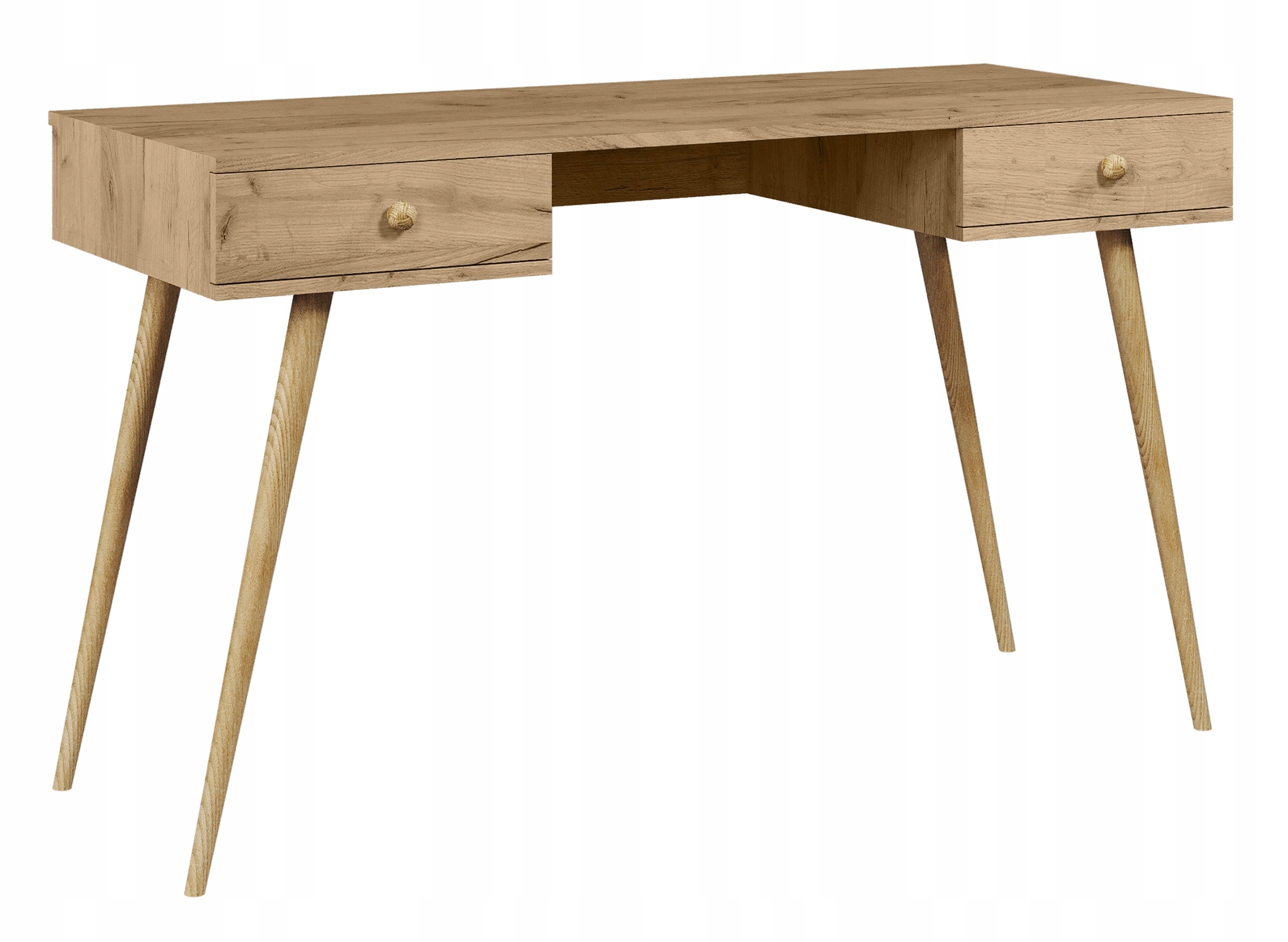 Biurko na drewnianych nogach z szufladami w stylu BOHO RÓŻNE KOLORY Liczba szuflad 2