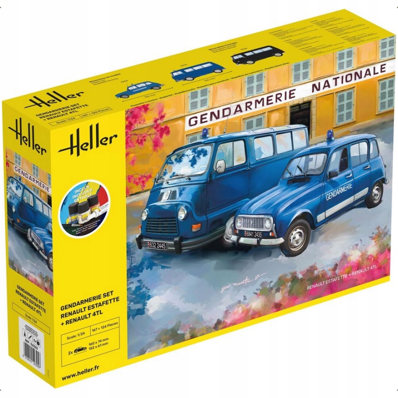 Heller 52325 Gendarmerie Set Renault Estafette Renault 4TL 1/24