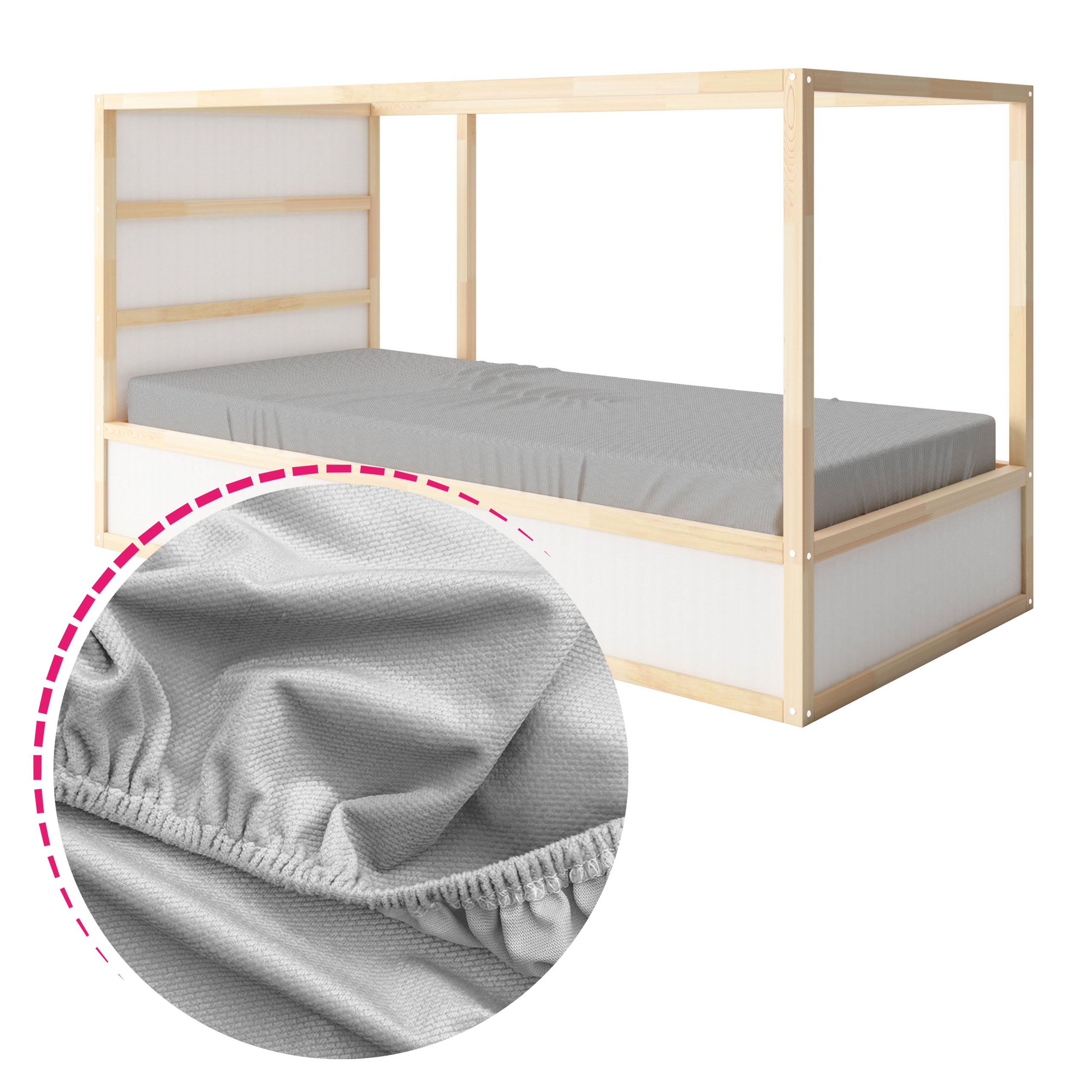 Přehoz na postel 200x90 Povlak na matrace s gumou Plyš Velvet Šedá