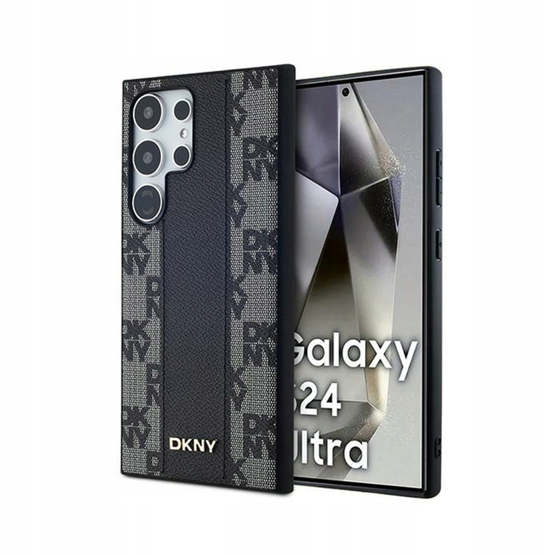 Dkny kožený kostkovaný mono vzor MagSafe – Pouzdro Samsung Galaxy S24 Ultra
