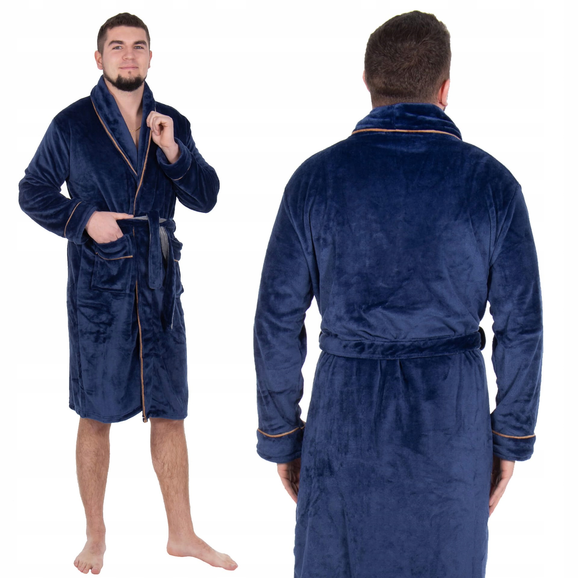 Pánský Velurový Župan vel. L/XL Elegantní, Prémiová Kvalita, Teplý