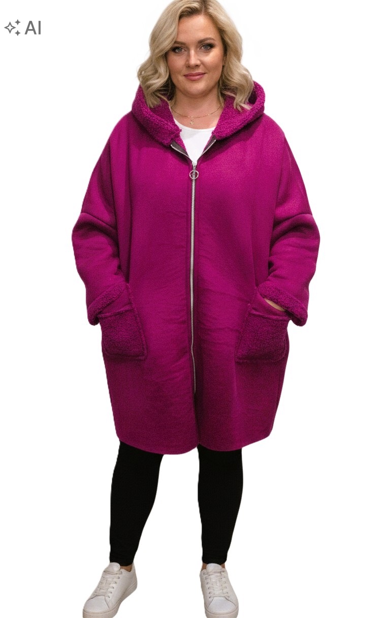Bunda umělý kožich Parka teplá na zip biskupská 54 56 5XL