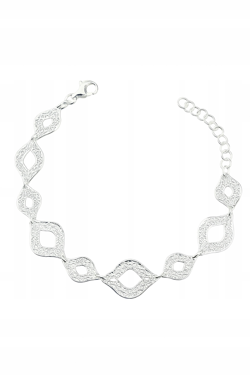 Stříbrný prolamovaný náramek s kočičíma očima