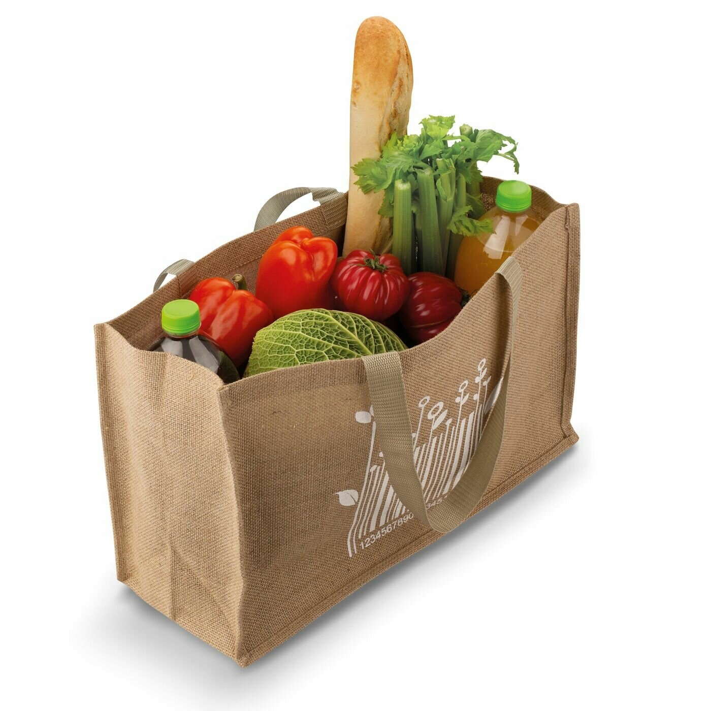 

Duża Torba Na Zakupy 15kg 2 uchwyty na butelki Eco