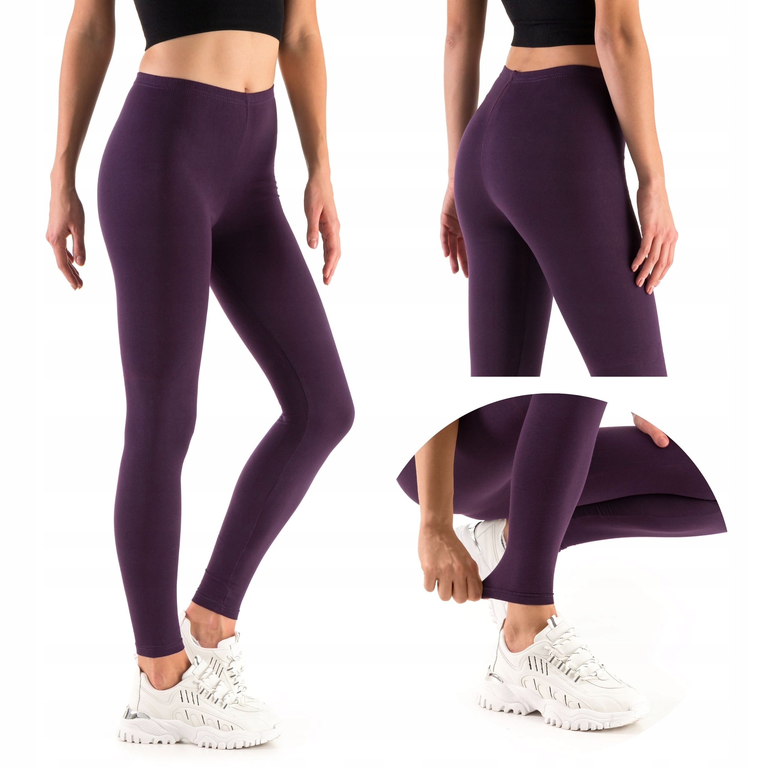 

Legginsy Damskie Bawełniane Długie Getry Śliwka XL