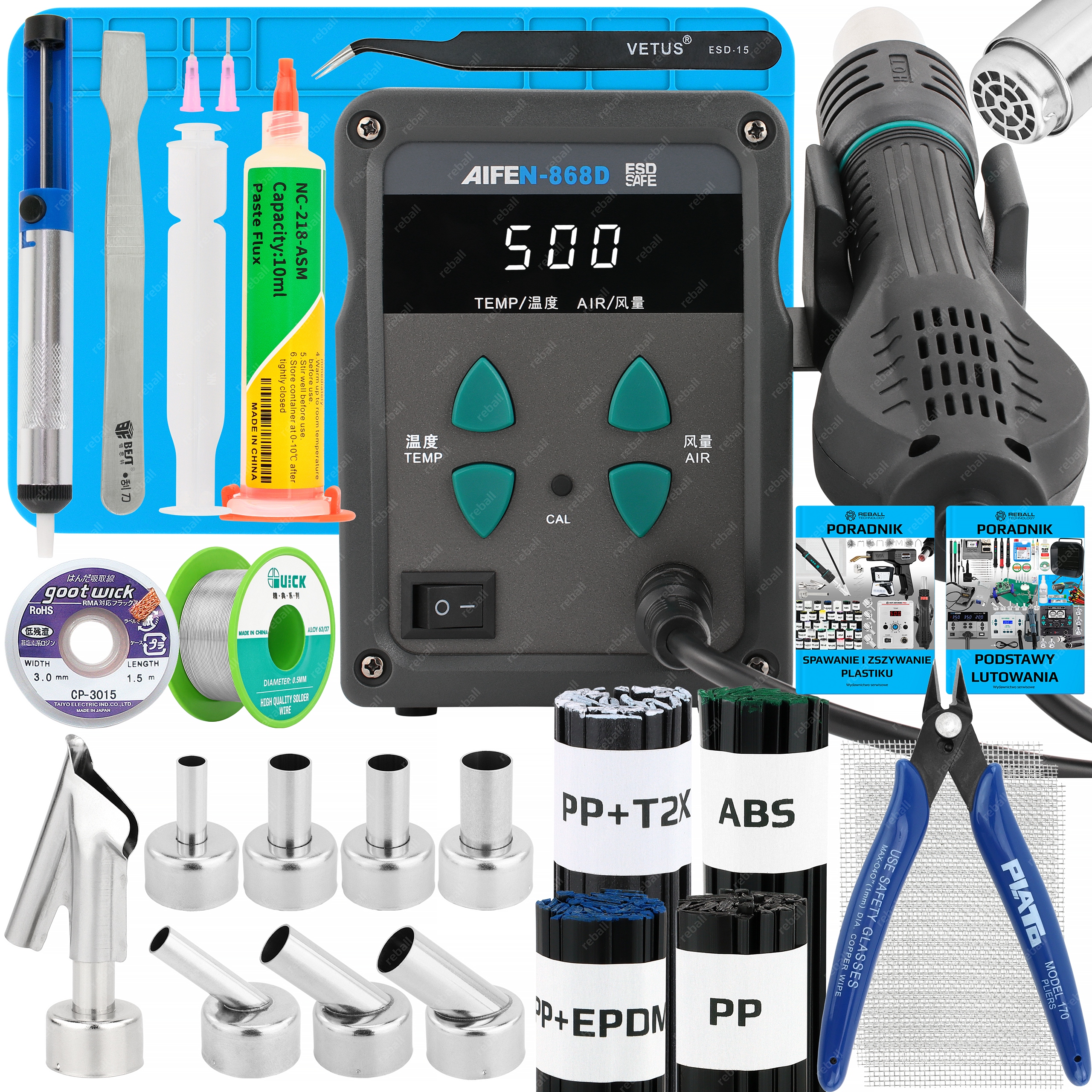 Set Pájecí Stanice Hot Air Svařovací Plast Aifen 868D 500C XXLv2