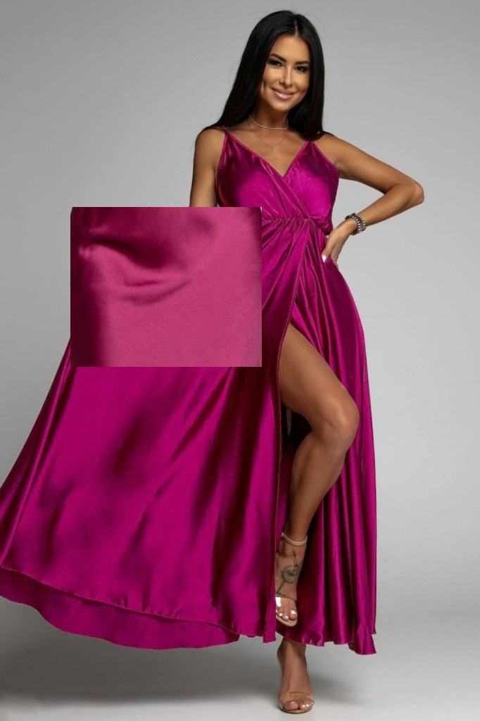 SATYNOWA DŁUGA SUKIENKA OKOLICZNOŚCIOWA NA WESELE PRZYJĘCIE WIZYTOWA MAXI Marka Modmoza