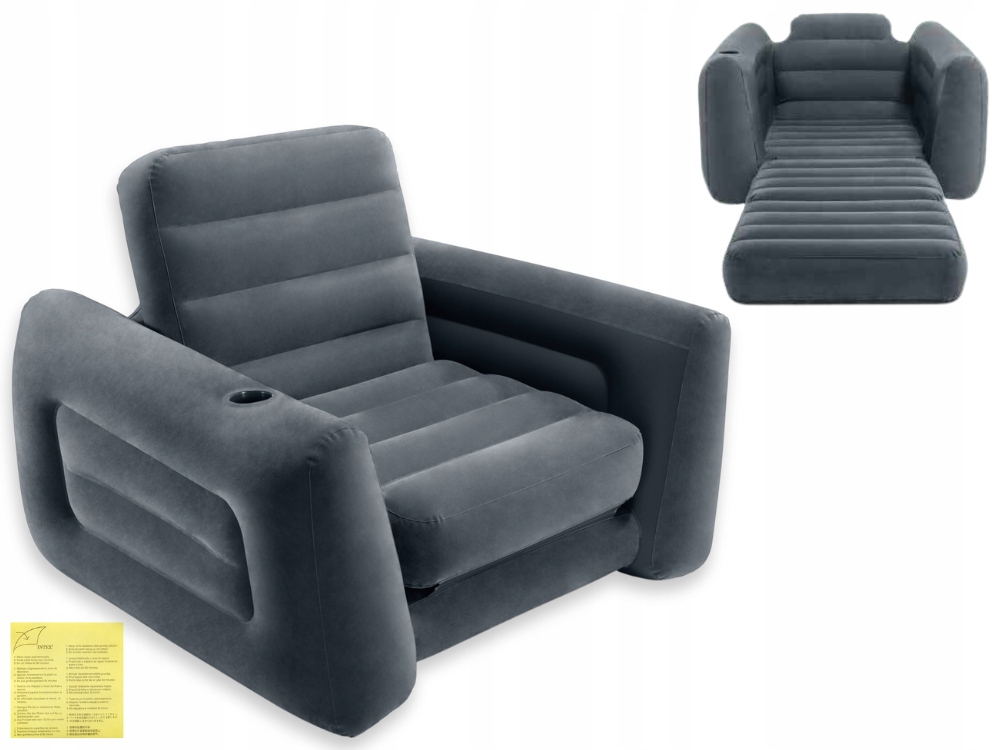 Fotel Dmuchany Materac Jednoosobowy Łóżko Intex 2W1 Model 2025