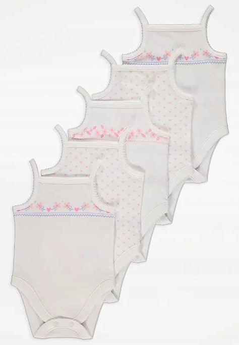 

George Body x5 Ramiączka 5szt 6-9m 68/74cm Kwiatki