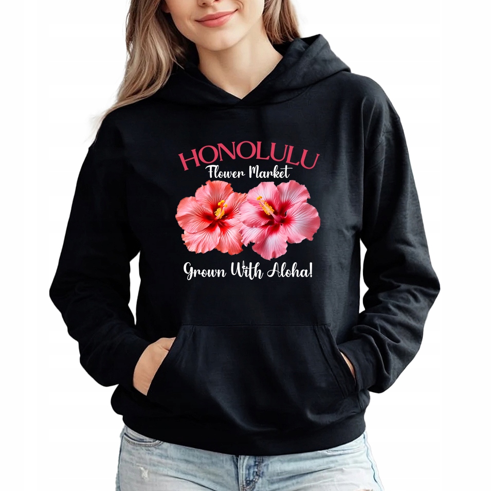 Mikina S Kapucí Černá bavlněná mikina Grown With Aloha L