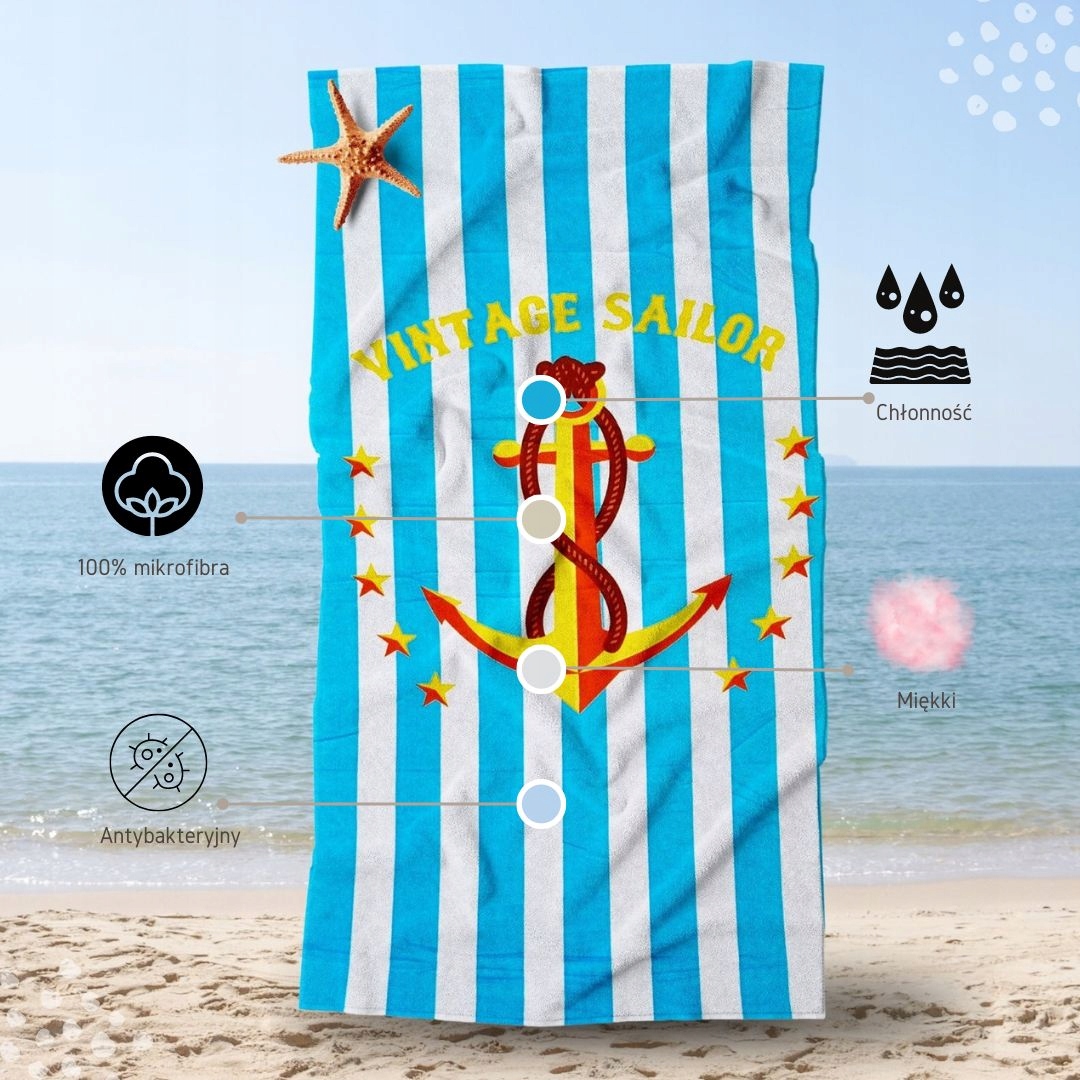 RĘCZNIK PLAŻOWY DLA DZIECI SZYBKOSCHNĄCY KĄPIELOWY 70X140 Z MIKROFIBRY % Marka inna marka