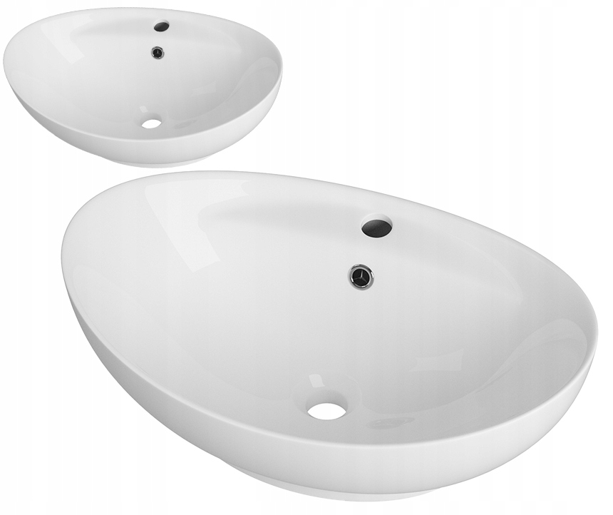 Umývadlo Siena Oválna Biela Keramická Kúpeľňová 59x38,5 Prepad