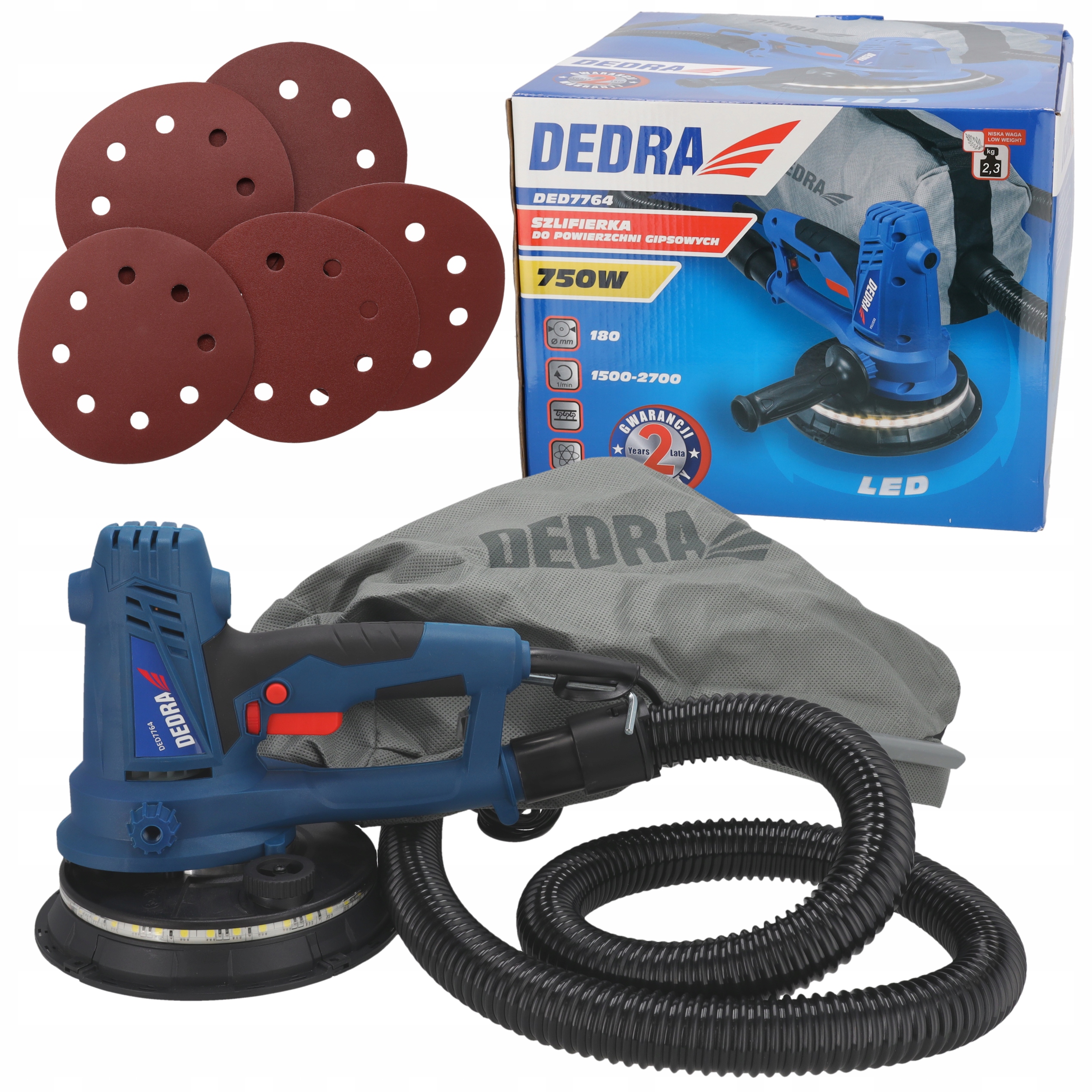 Szlifierka Do Gipsu Dedra szlifowania gładzi tynku ścian kartongipsu Led