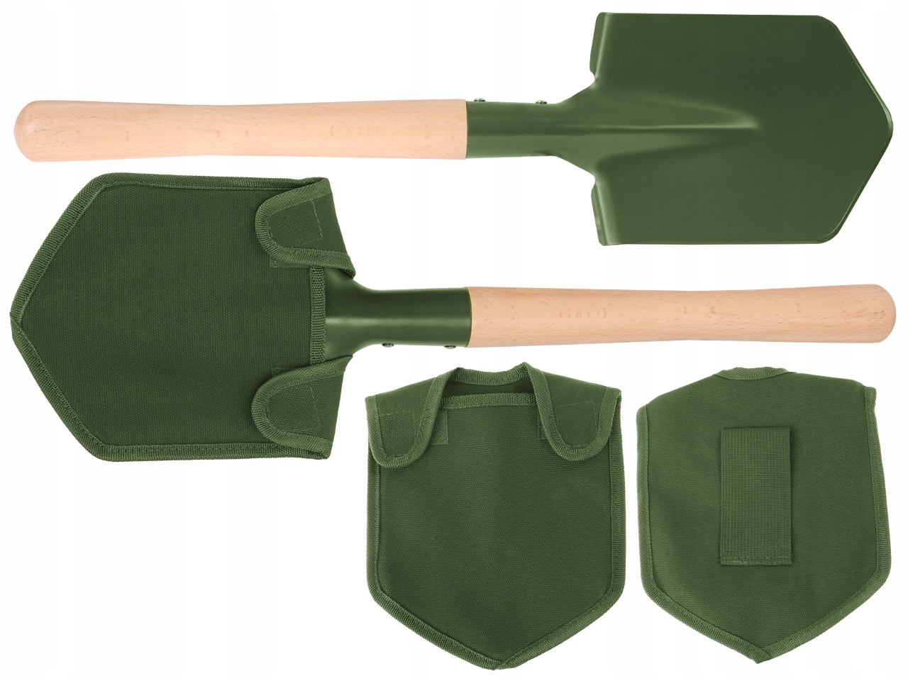 Saperka wojskowa turystyczna polowa MFH z drewnianym trzonkiem i pokrowcem