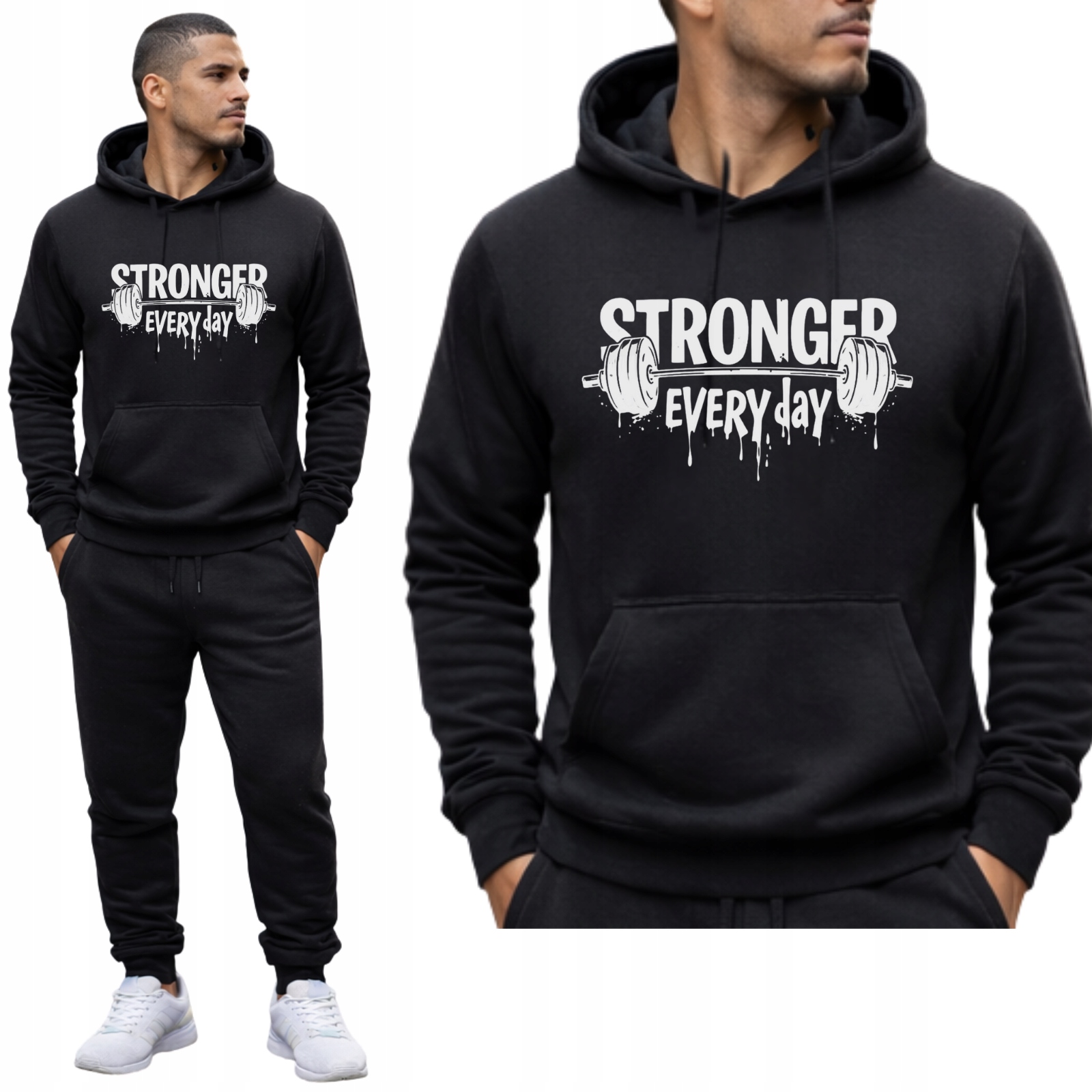 Stronger Tělocvična Teplákovka Pánská Tepláková Souprava Mikina S Kapucí Kalhoty 2XL