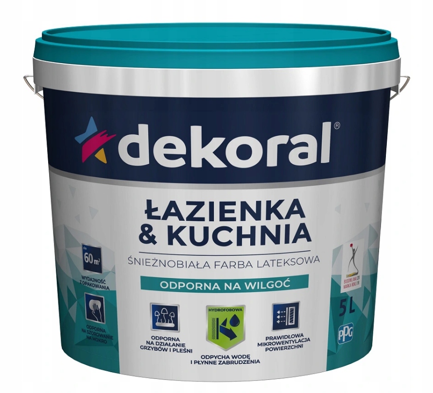 Dekoral Łazienka Kuchnia 5l Farba Biała Maleinak