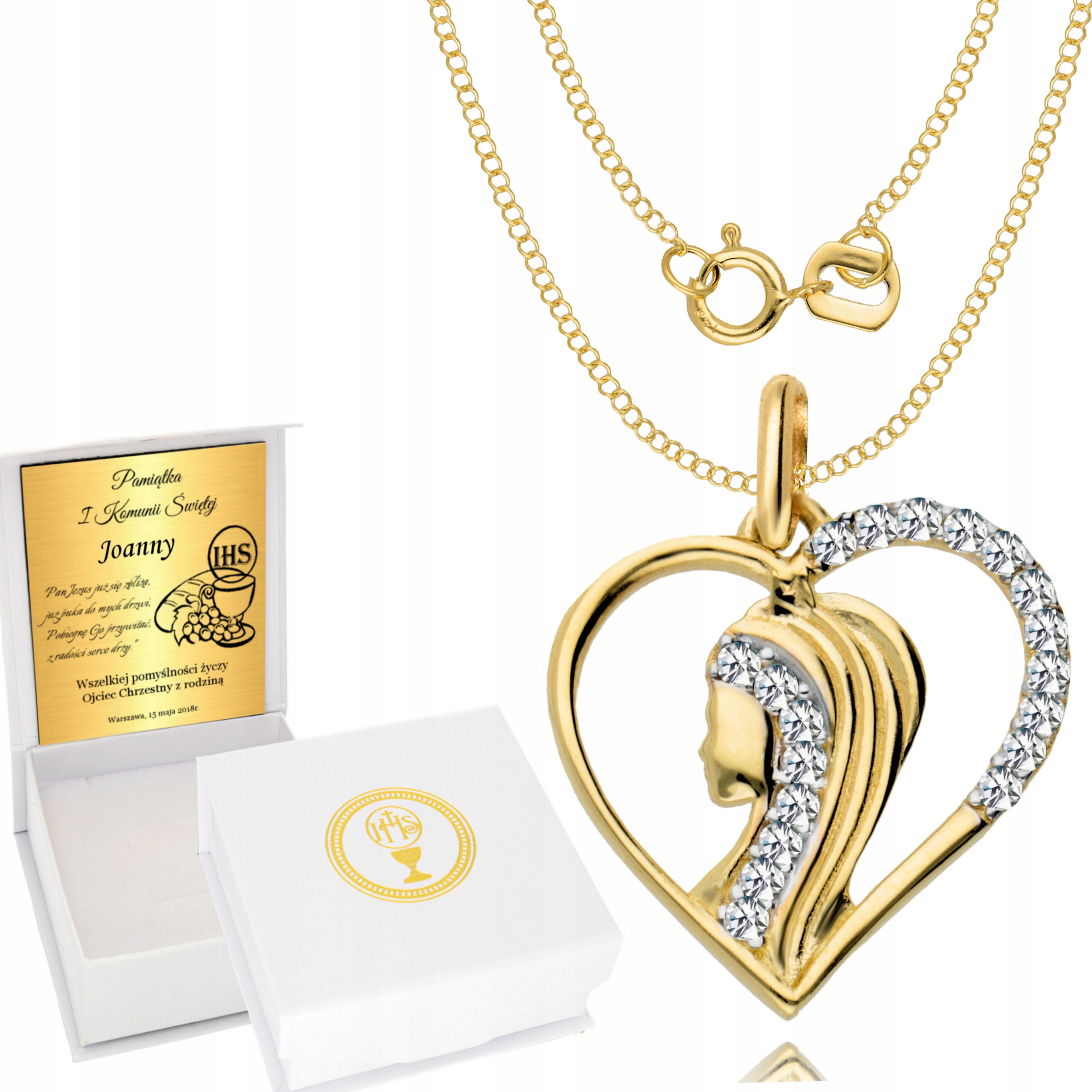 

Złoty Łańcuszek 333 Medalik Komunia Chrzest Grawer