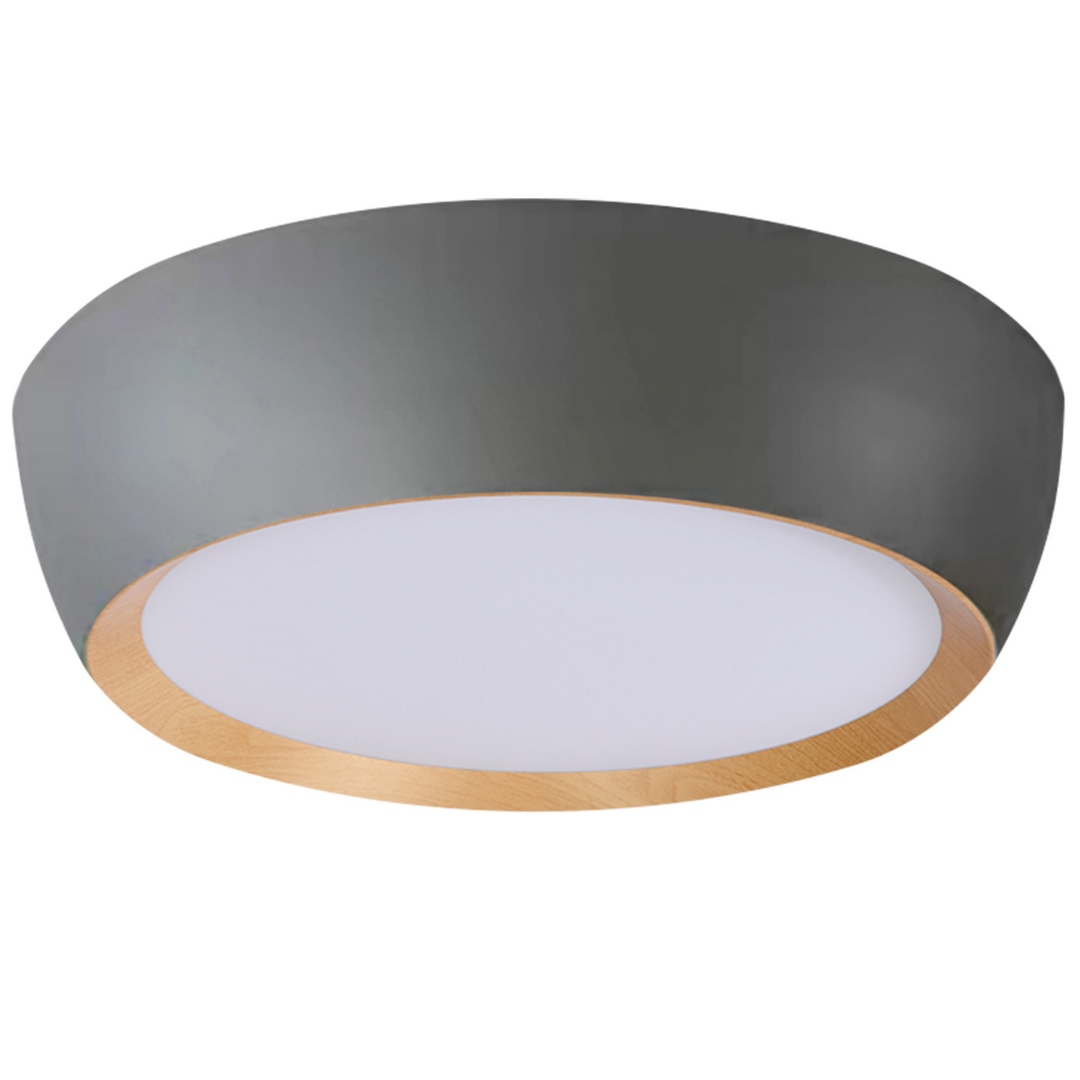 Stropní Svítidlo oválný Abruzzo Stropní Svítidlo Šedá Dřevěná 24W Led 40X32cm akryl