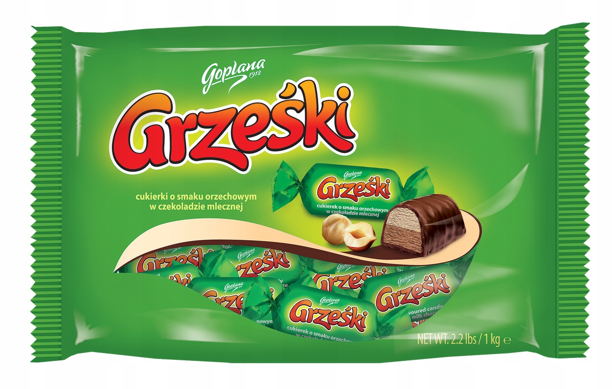 Levně Goplana Grześki Bonbóny s oříškovou příchutí v mléčné čokoládě 1 kg