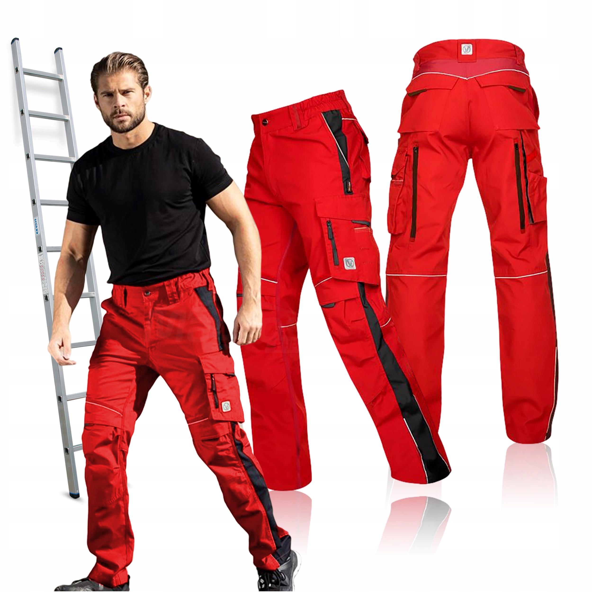 Spodnie Robocze Męskie Elastyczne Męskie Czerwone Ochronne Bhp Ardon Urban+