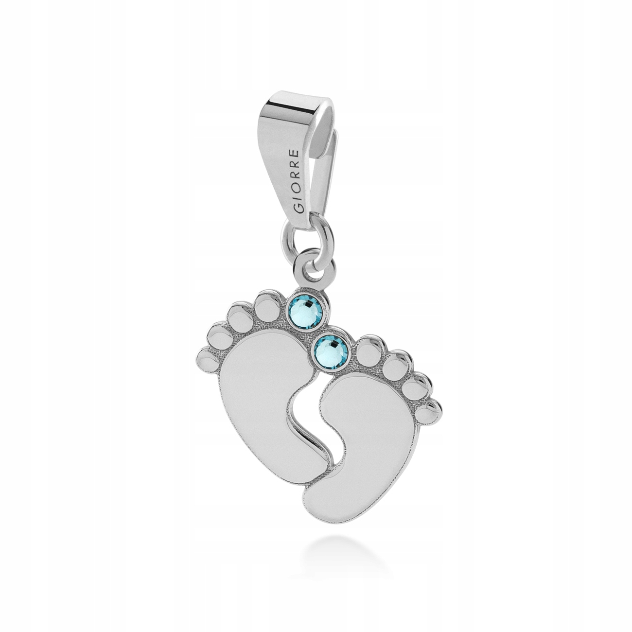 Přívěsek Na Nohy Dítěte Gravírování Stříbro 925 Platina Aquamarine Giorre