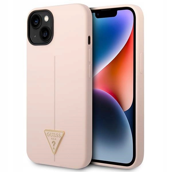 Pouzdro Pro Iphone 14 Plus 15 Plus 6.7 Guess Silicone Triangle Růžové