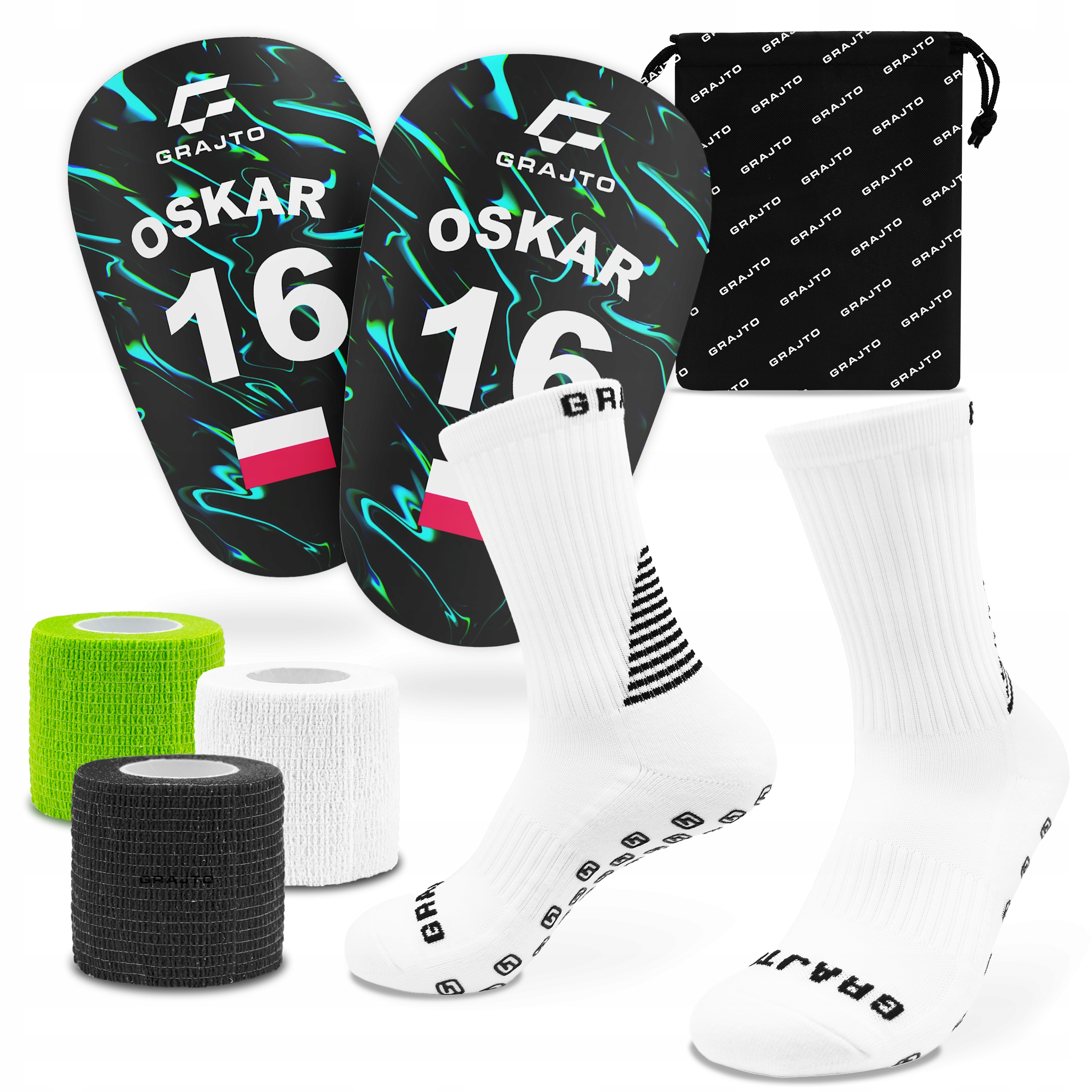 Ochraniacze Piłkarskie r. S 10x6cm Skarpetki Antypoślizgowe 34-47 Tejpy 14M