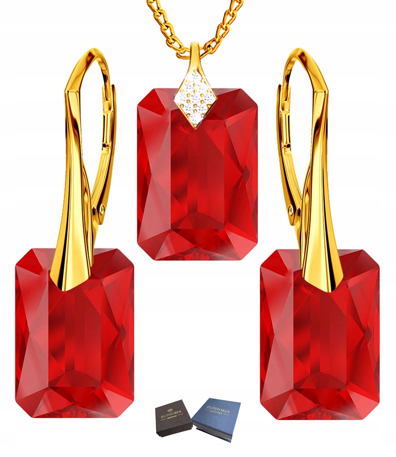 Sada zlatých šperků Náušnice Přívěsek s přívěskem Zirkony pro manželku