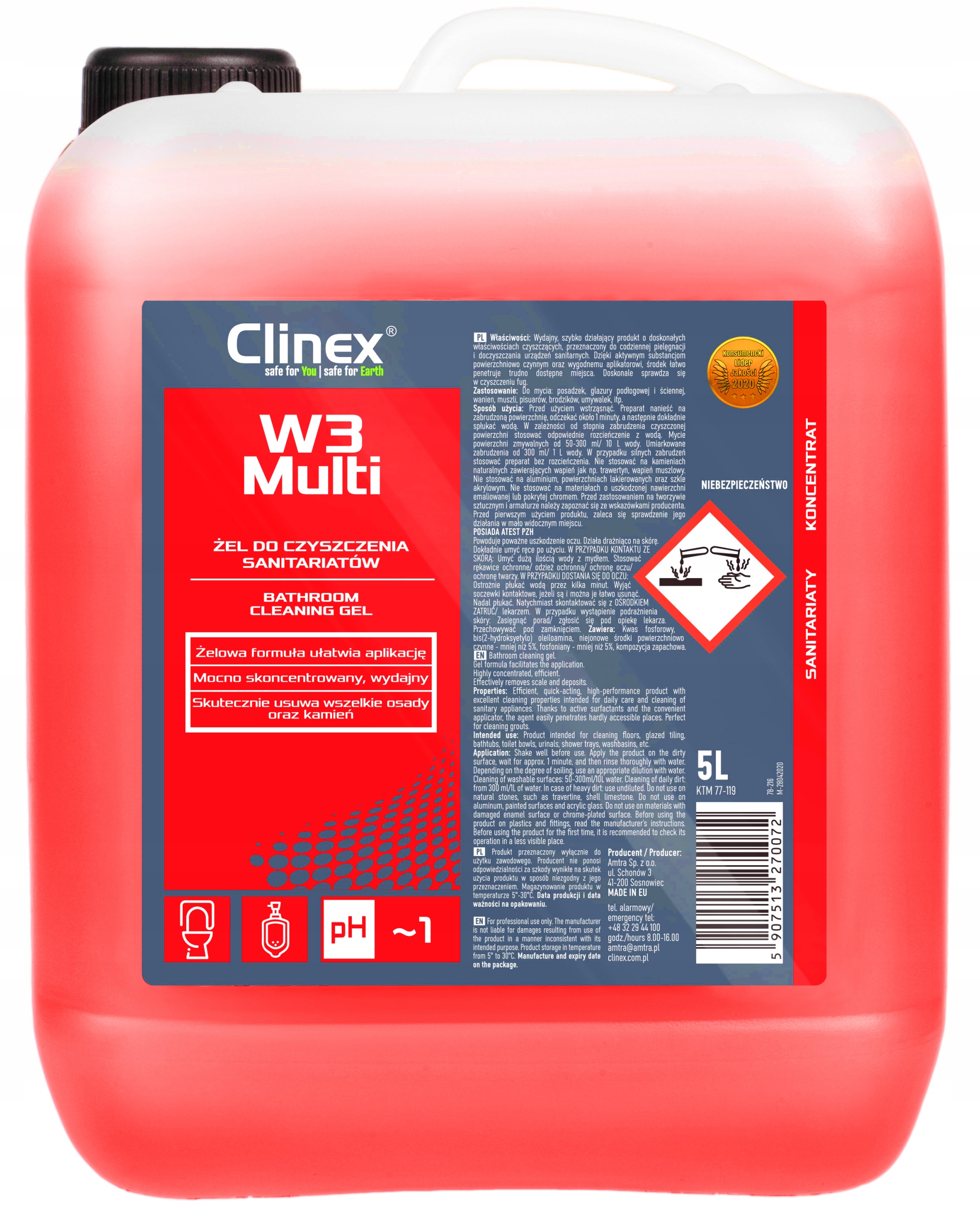Levně Clinex W3 Multi Čisticí Prostředek Na Mytí Koupelen 5 L