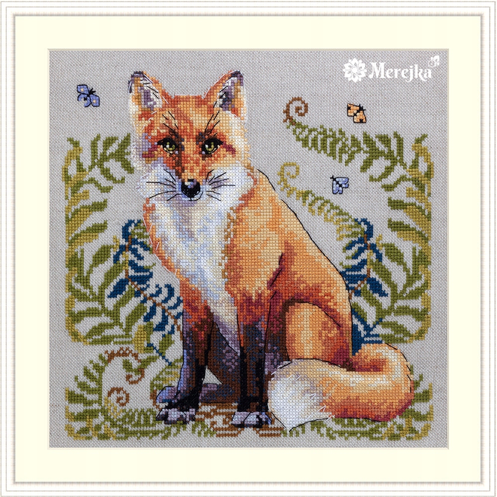 Sada pro křížkovou výšivku K-144B "Liška" (Plátno) 20x20 cm