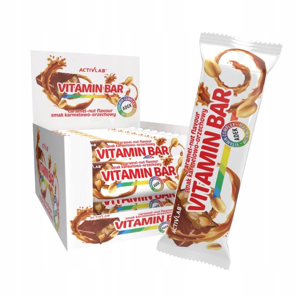 Levně Vitamin Bar 24 x 40 g ořechovo-karamelová tyčinka s vitamíny a hořčíkem