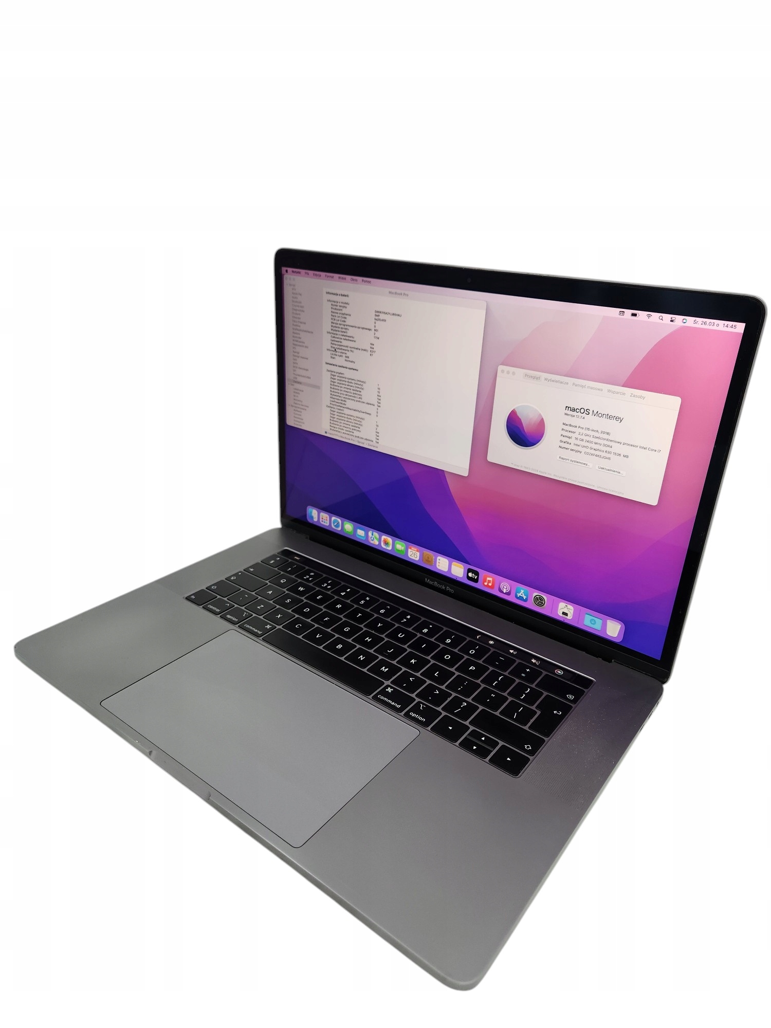 Laptop Apple MacBook Pro A1990 2018 15,4 