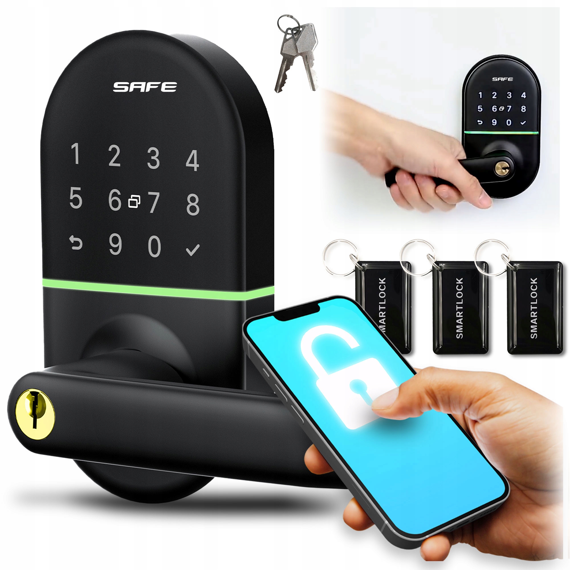 Elektronický Zámok na kódový kód, kľúč do domácnosti, digitálny Pin kľúč, kľučka