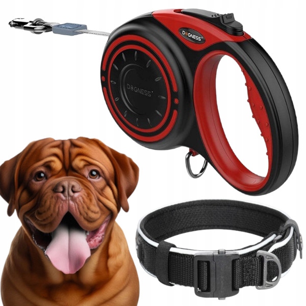 Levně Vodítko Pro Psa automatická Svinovací páska Dogness 5 m do 50 kg obojek XL