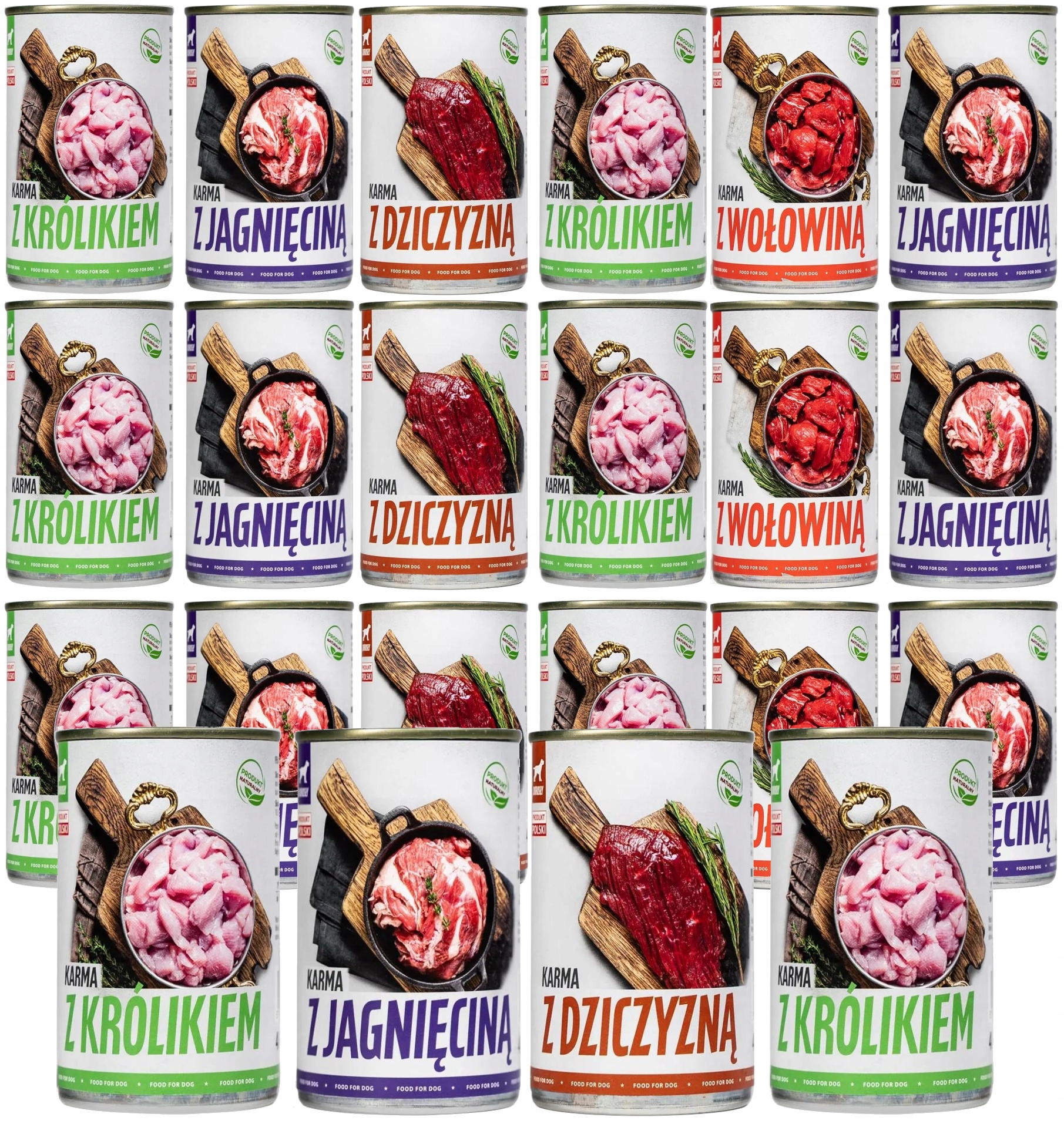 Levně Vlhké Krmivo Pro Psa 24 x 400 g. Mleté Maso V Plechovce Tuf Tuf MIX 9,6 kg