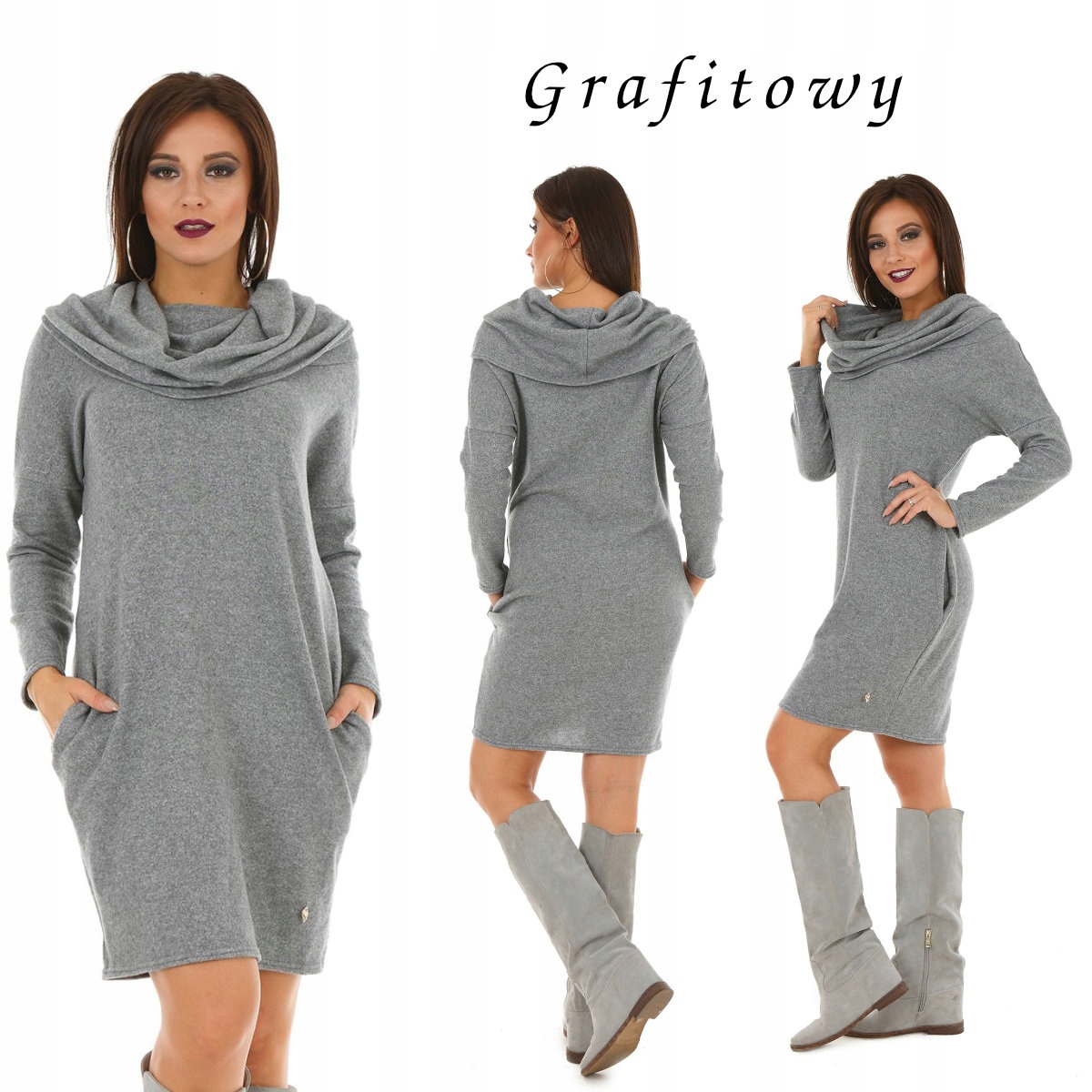 

F096 Dzianinowa tuba Komin melanżowe L/XL