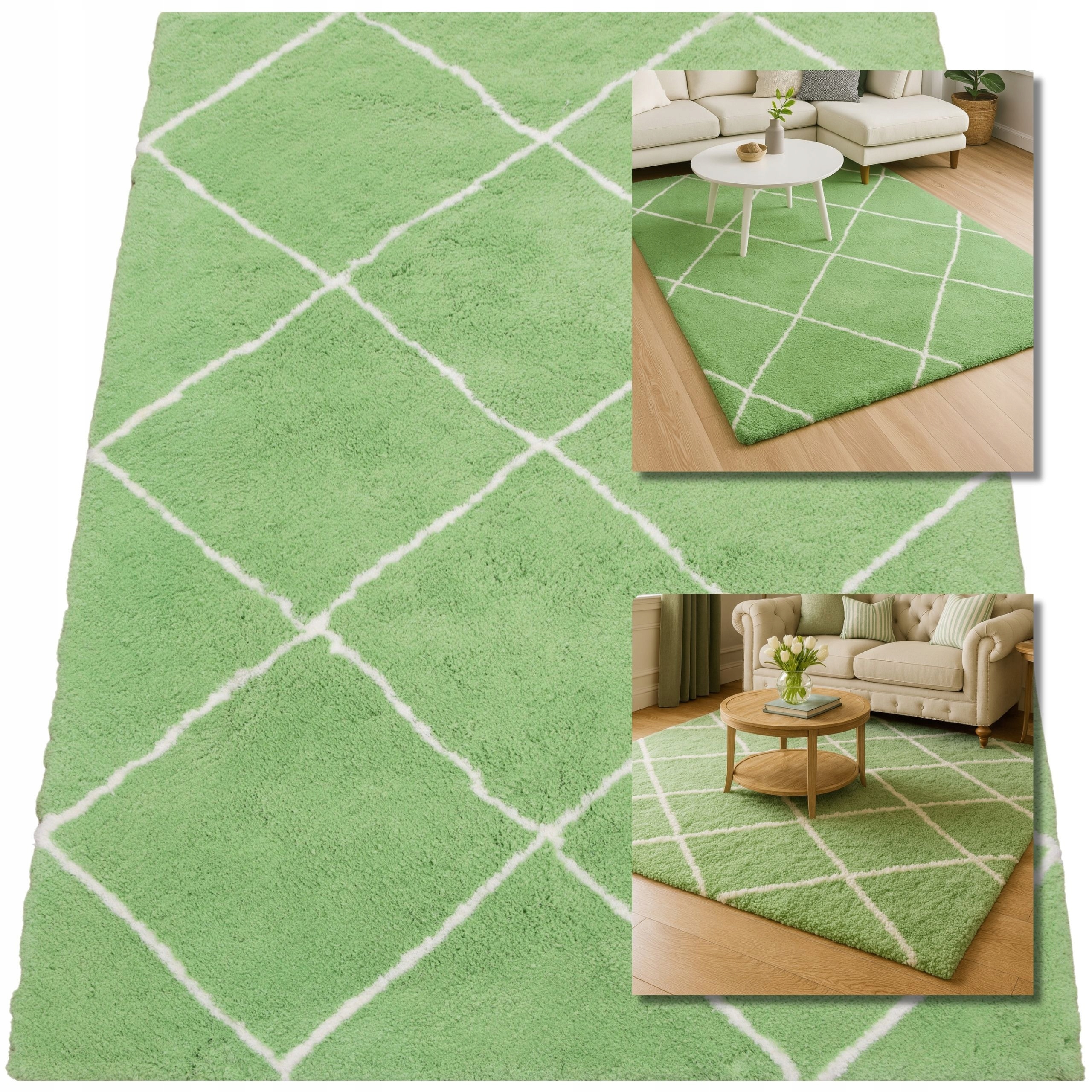 Koberec Zelený Dětský Koberec Velvet Shaggy Puszysty 200x290