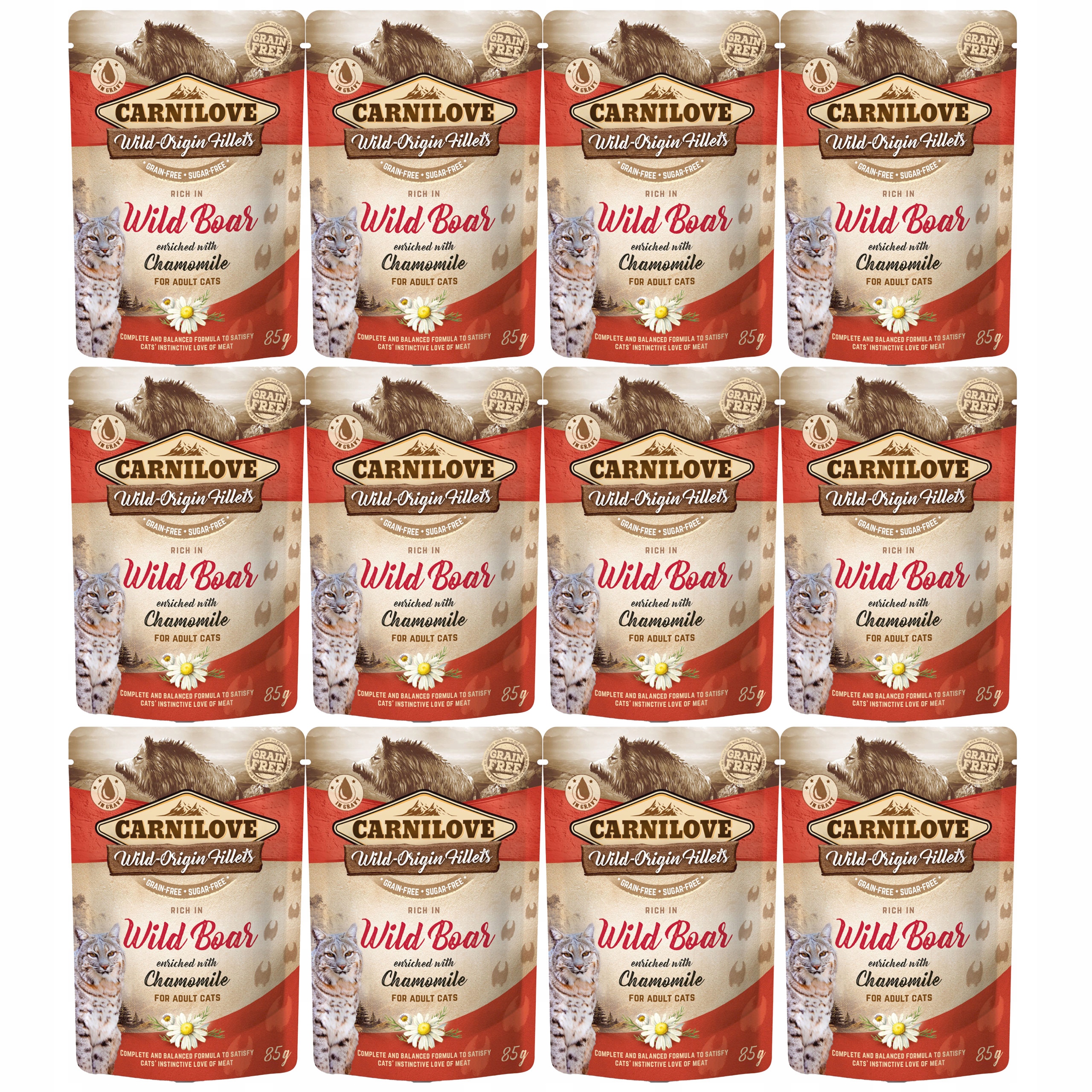 Carnilove Cat Pouch Divoký heřmánek mokré krmivo pro kočky 12 x 85 g bez obilovin