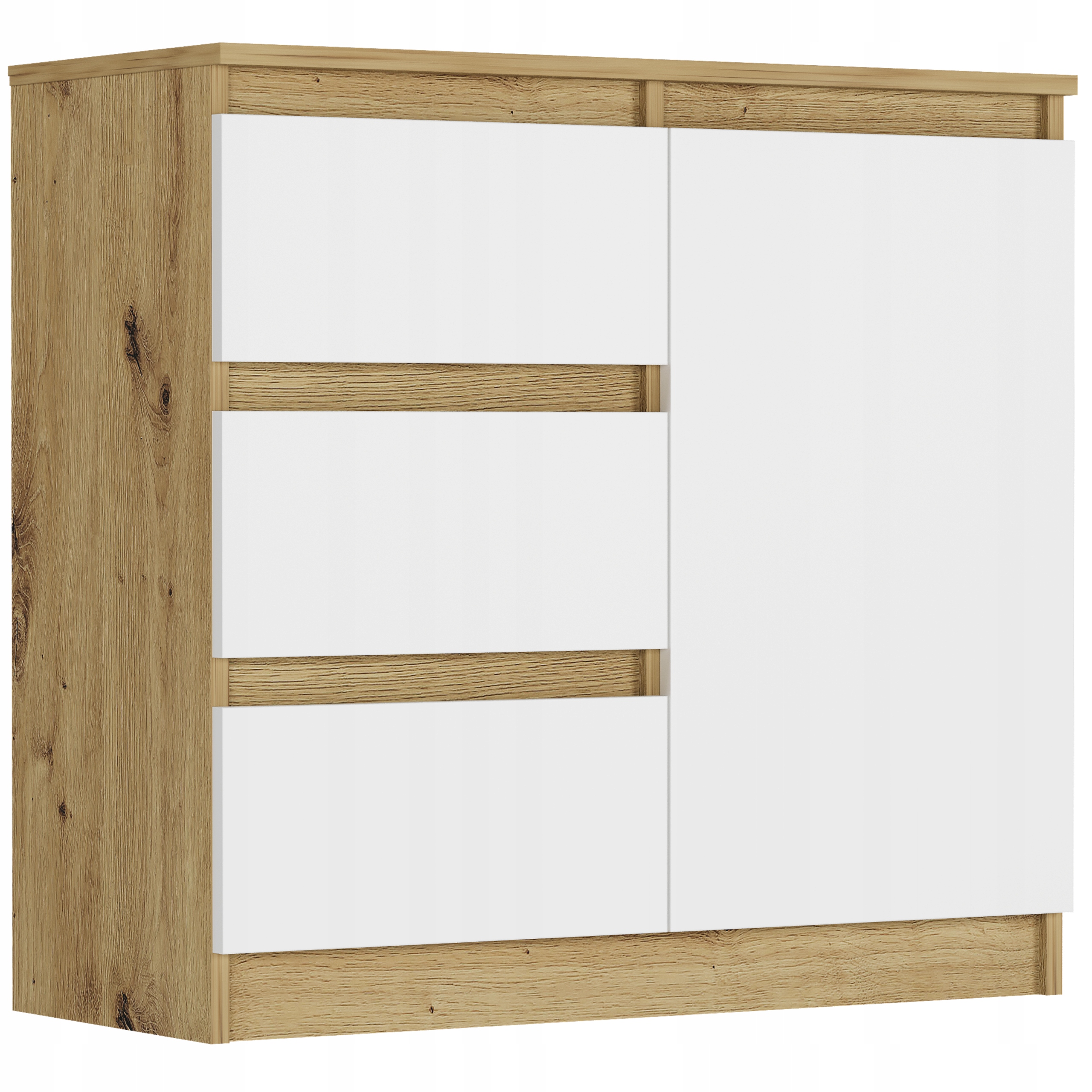 KOMODA R-80-S3 SZAFKA 3 SZUFLADY ARTISAN MIX BIAŁY