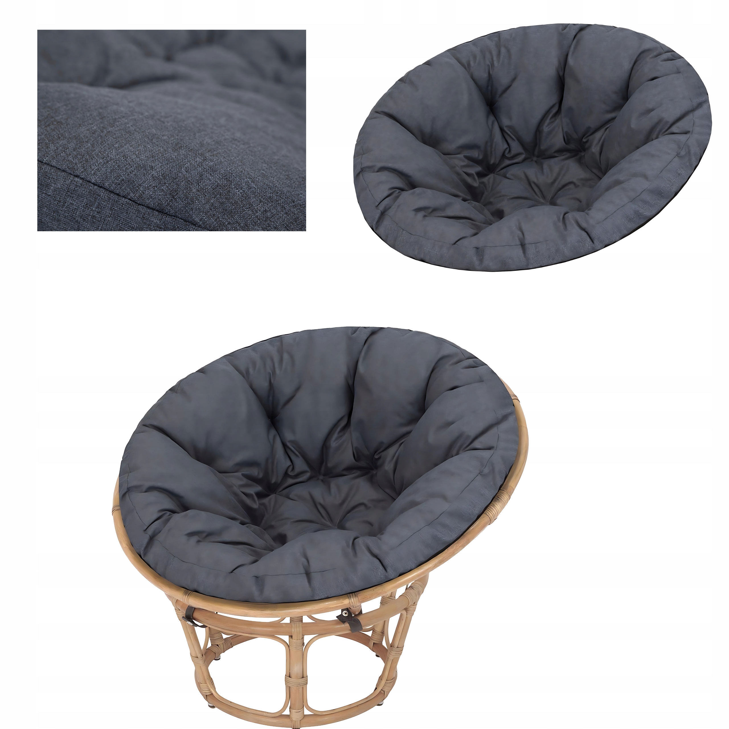 Záhradný vankúš na kreslo Papasan kokon 114 cm okrúhly vankúš hniezdo