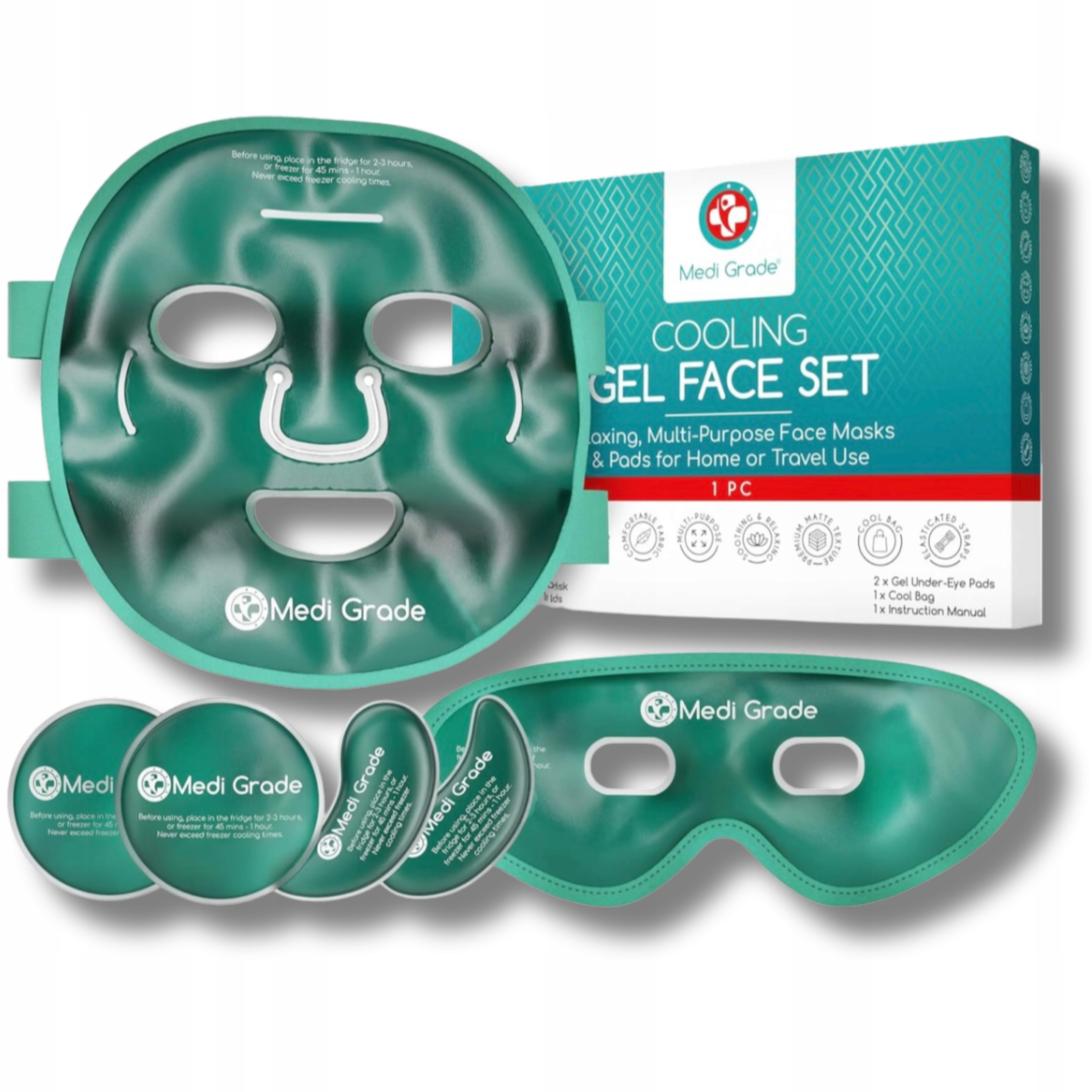 Sada Gelových Chladicích Masek Na Obličej A Oči, Chladicí Masky, 7 Kusů!